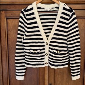 ba&sh Navy and White Striped Lady Cardigan